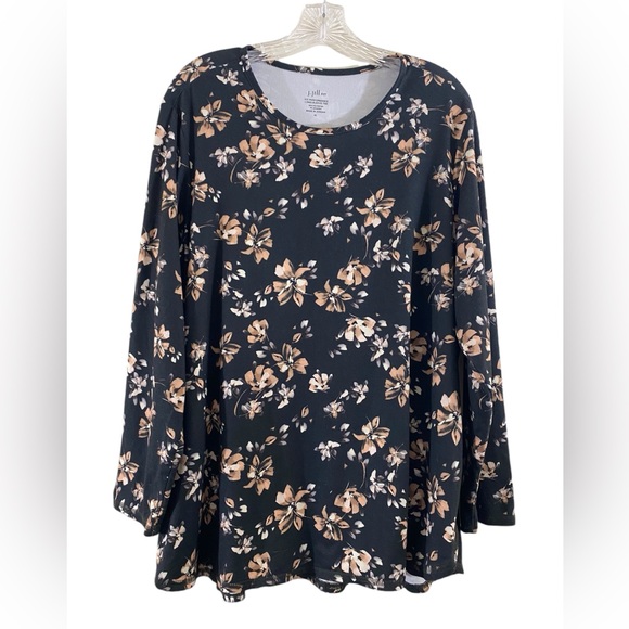 J Jill Fit Performance Long Sleeve Tee Floral Stretch Womens Size XL - Picture 2 of 9